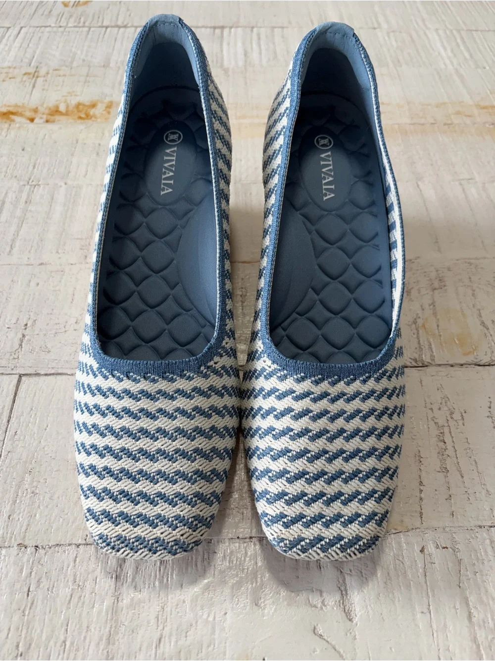 Vivaia Margot Wedge Pro EU size 39.5 US 8.5 Blue Stripe Square Toe Espadrilles